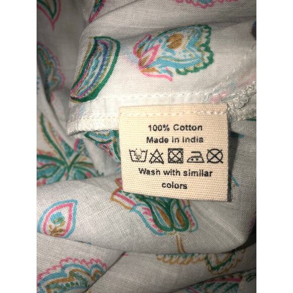 Germain Des Pres Kimono One Size Floral Cotton Short Robe India Blue New Tags - Picture 10 of 10